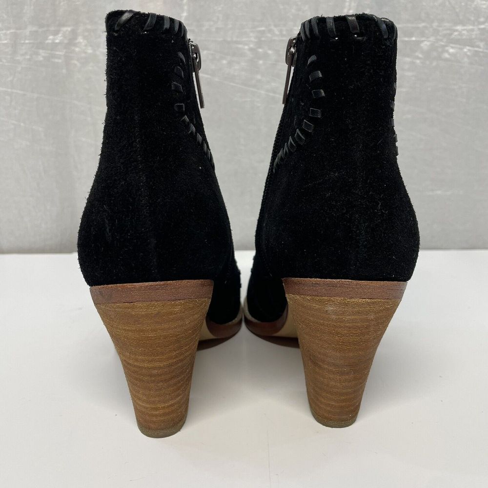Ivanka Trump Suede Ankle Boots Heel Cutout Black Size 6 M - Picture 4 of 11